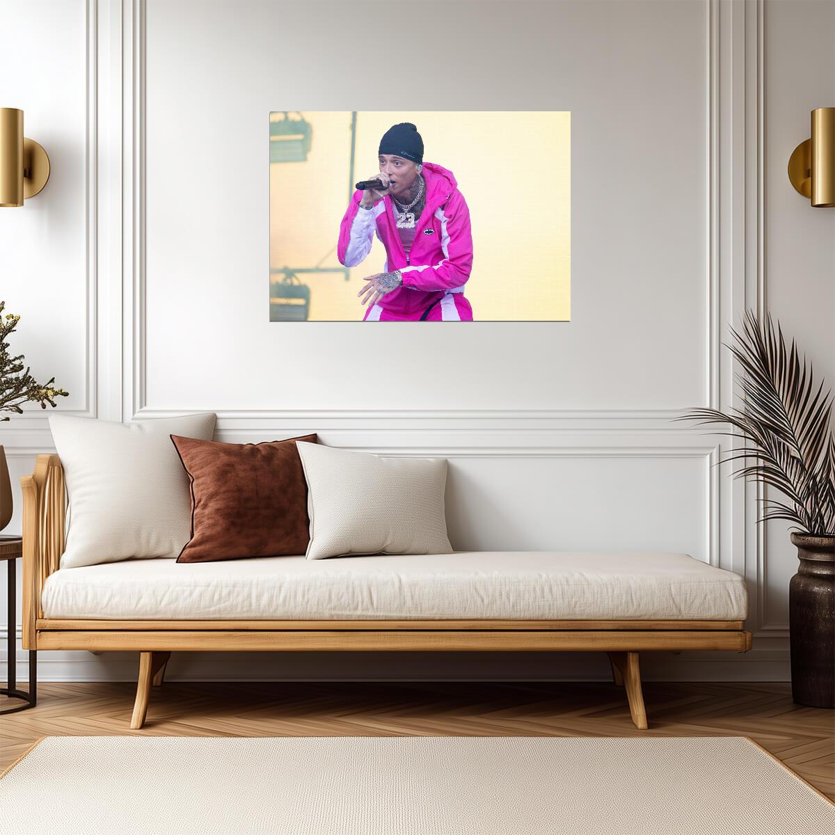 Central Cee Live in Pink Jacket | Concert Poster | UK Rap Star On Stage - Music Poster