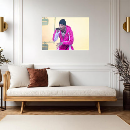 Central Cee Live in Pink Jacket | Concert Poster | UK Rap Star On Stage - Music Poster