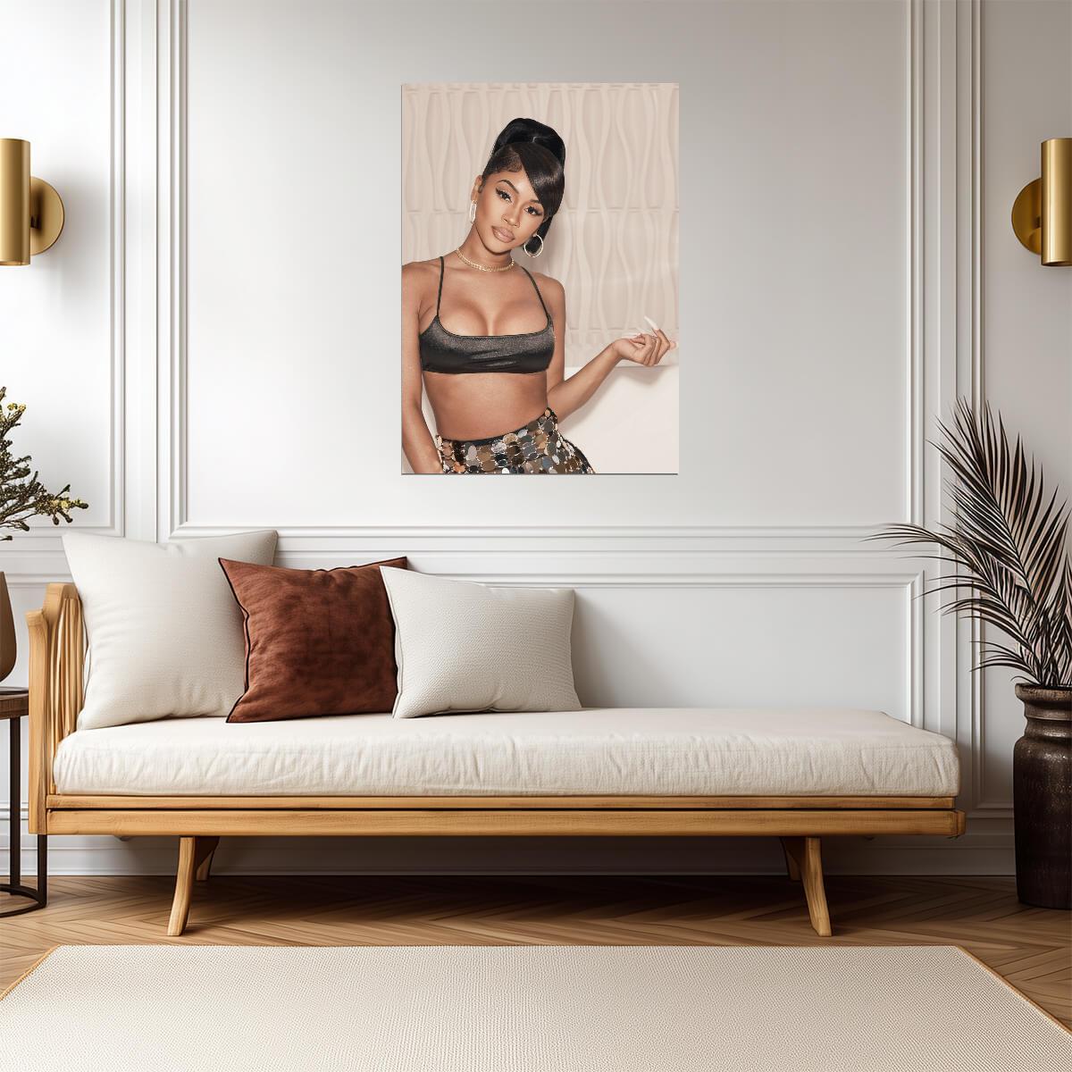 Saweetie Glamorous Fashion Portrait | Modern Music Poster | Sexy Female Rapper Wall Art - Music Poster