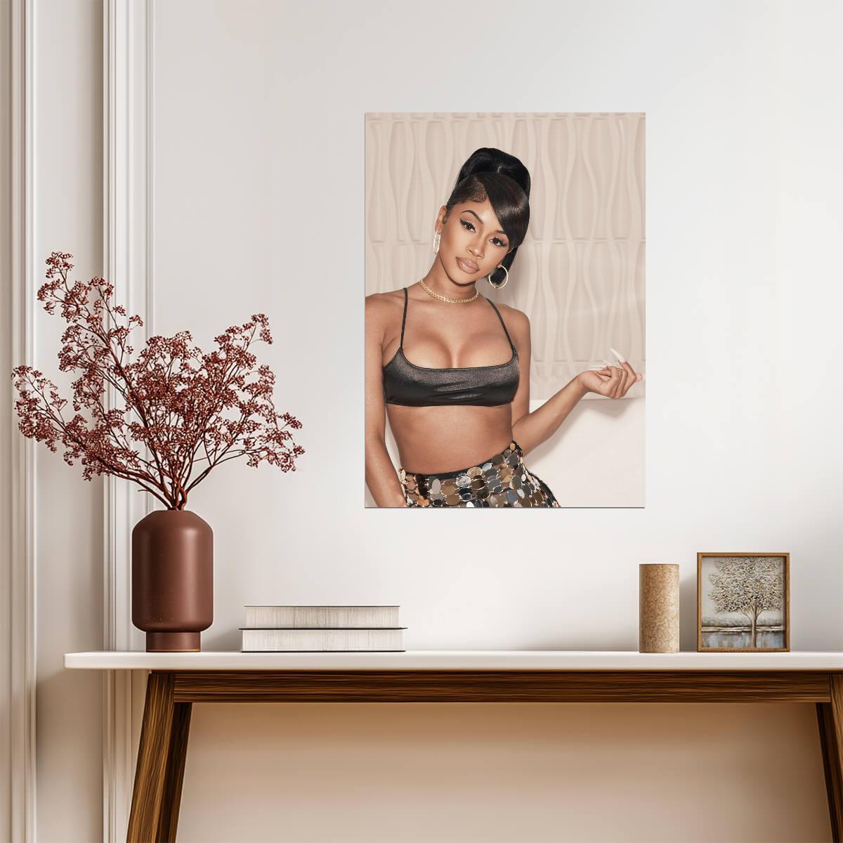 Saweetie Glamorous Fashion Portrait | Modern Music Poster | Sexy Female Rapper Wall Art - Music Poster