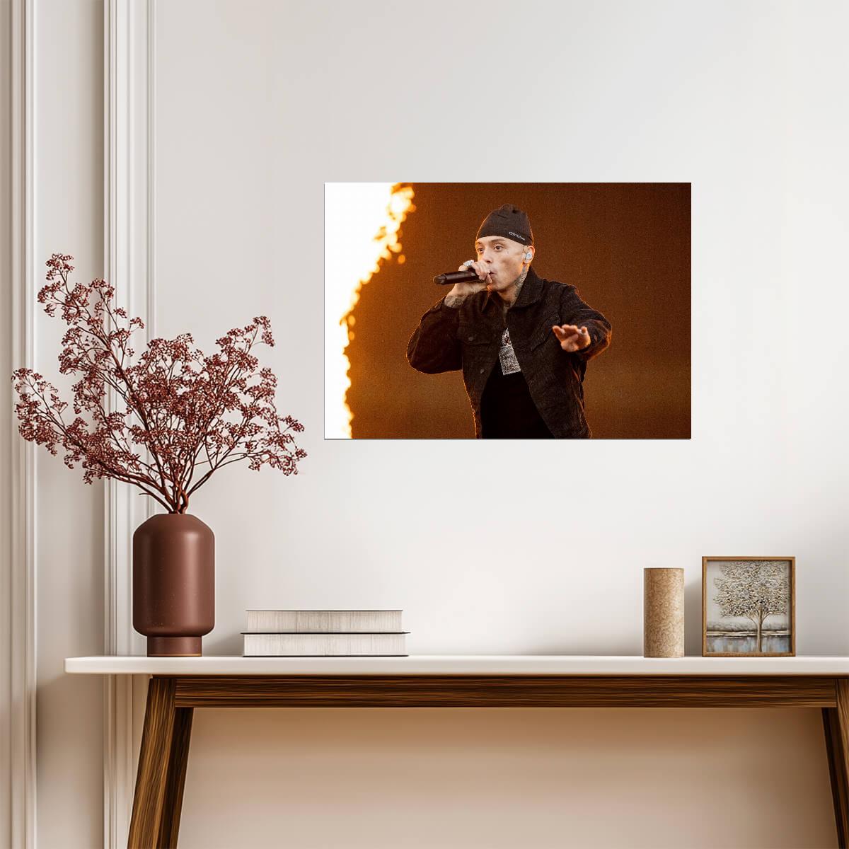 Central Cee Live Performance | Black Beanie Fire Poster | UK Rap Concert Art - Music Poster