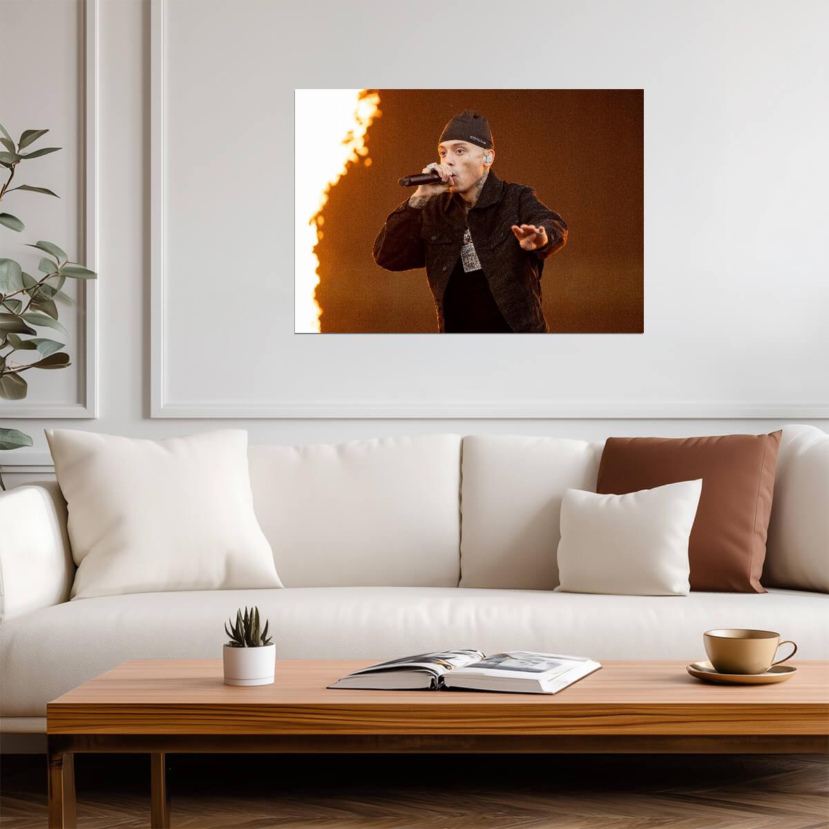 Central Cee Live Performance | Black Beanie Fire Poster | UK Rap Concert Art - Music Poster