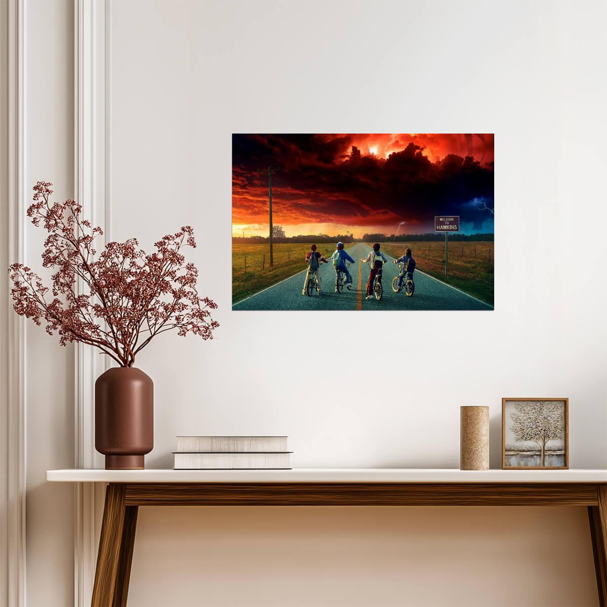 Stranger Things Season 2 | The Mind Flayer Over Hawkins Poster | 80s Sci-Fi TV Show Art - Movies & TV Poster