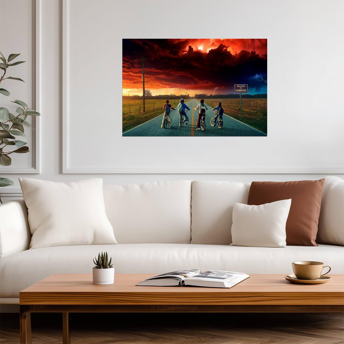 Stranger Things Season 2 | The Mind Flayer Over Hawkins Poster | 80s Sci-Fi TV Show Art - Movies & TV Poster