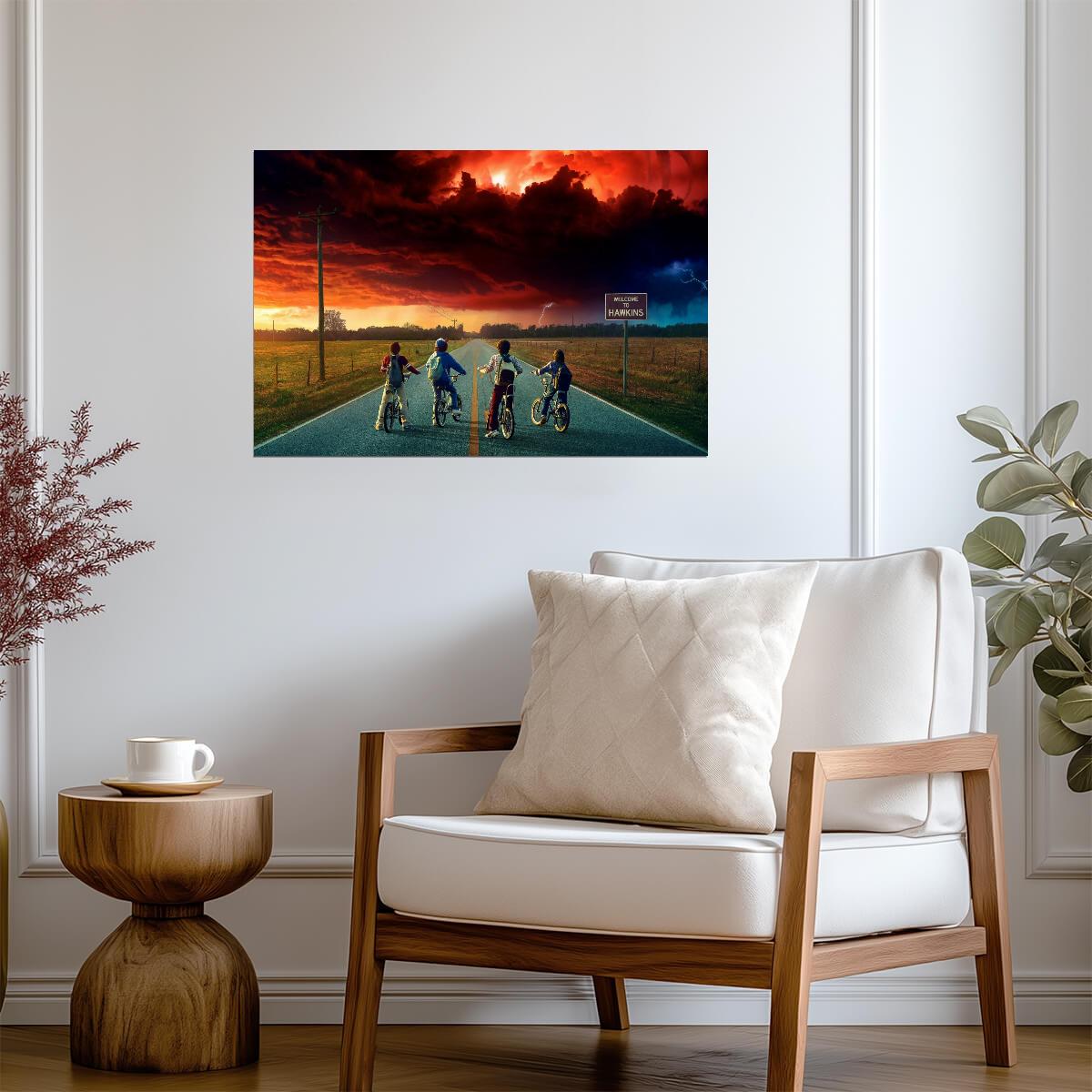 Stranger Things Season 2 | The Mind Flayer Over Hawkins Poster | 80s Sci-Fi TV Show Art - Movies & TV Poster