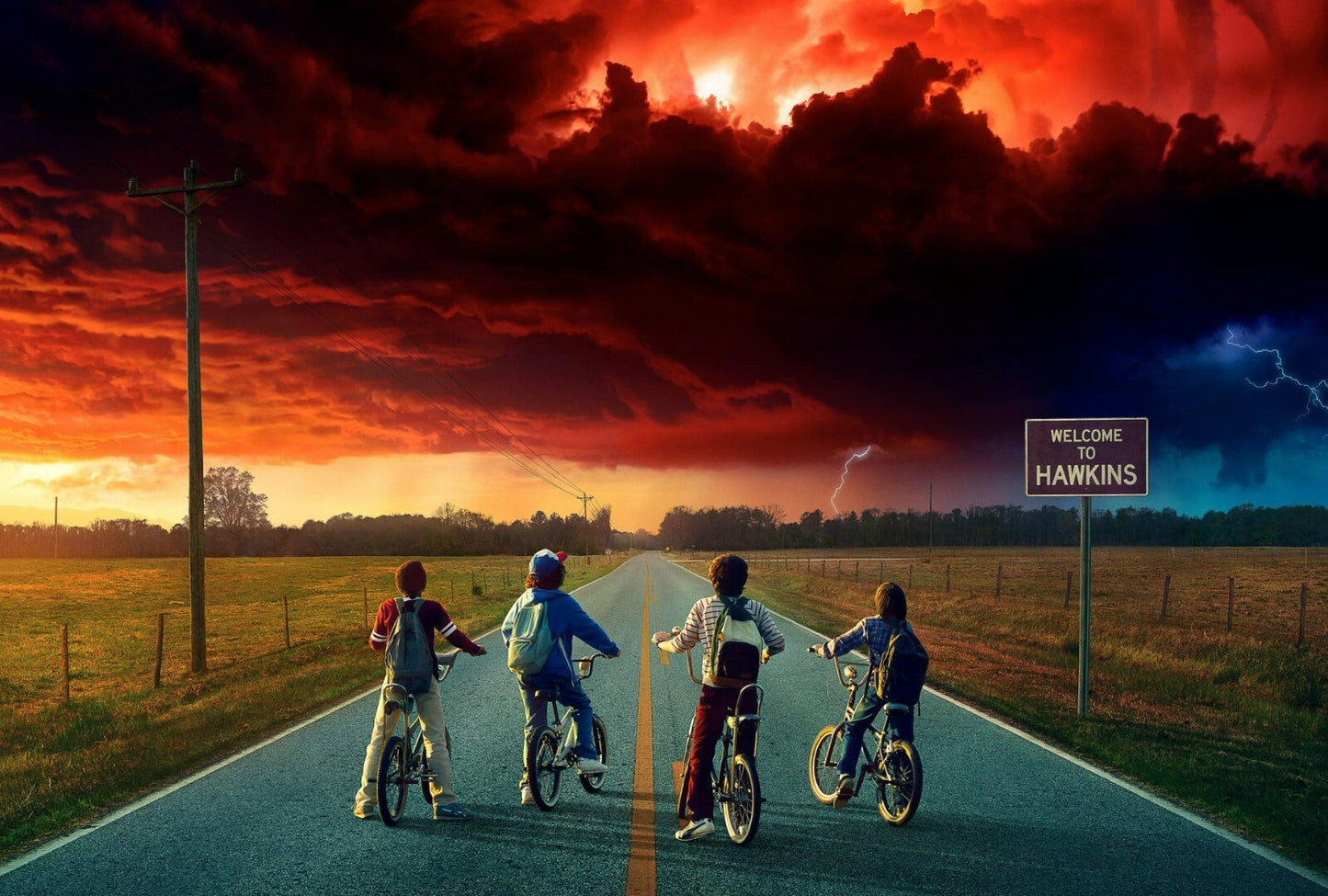 Stranger Things Season 2 | The Mind Flayer Over Hawkins Poster | 80s Sci-Fi TV Show Art - Movies & TV Poster