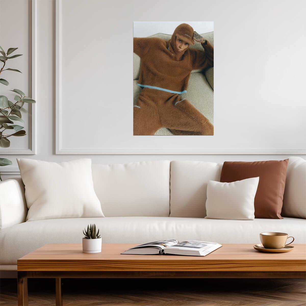 Central Cee Brown Fluffy Outfit | Unique Fashion Poster | UK Rap Star Wall Art - Music Poster