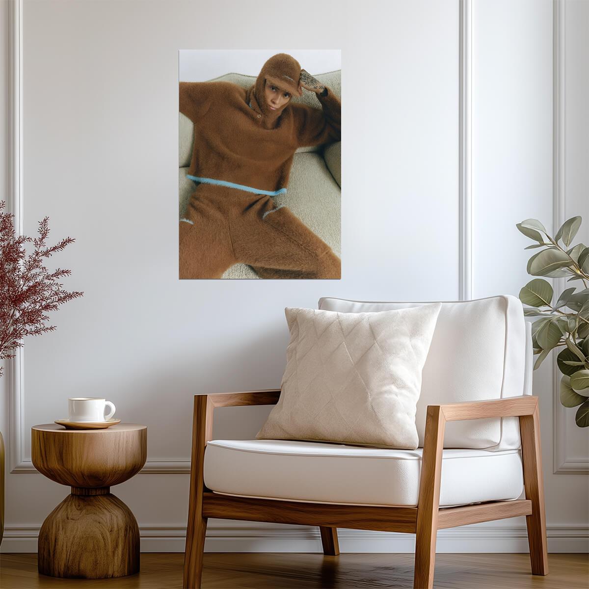 Central Cee Brown Fluffy Outfit | Unique Fashion Poster | UK Rap Star Wall Art - Music Poster