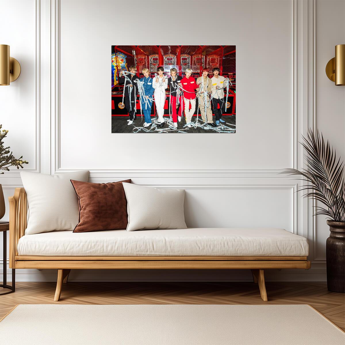 BTS Group Arcade Photo | K-Pop Music Poster | Gift for ARMY Fan - Music Poster