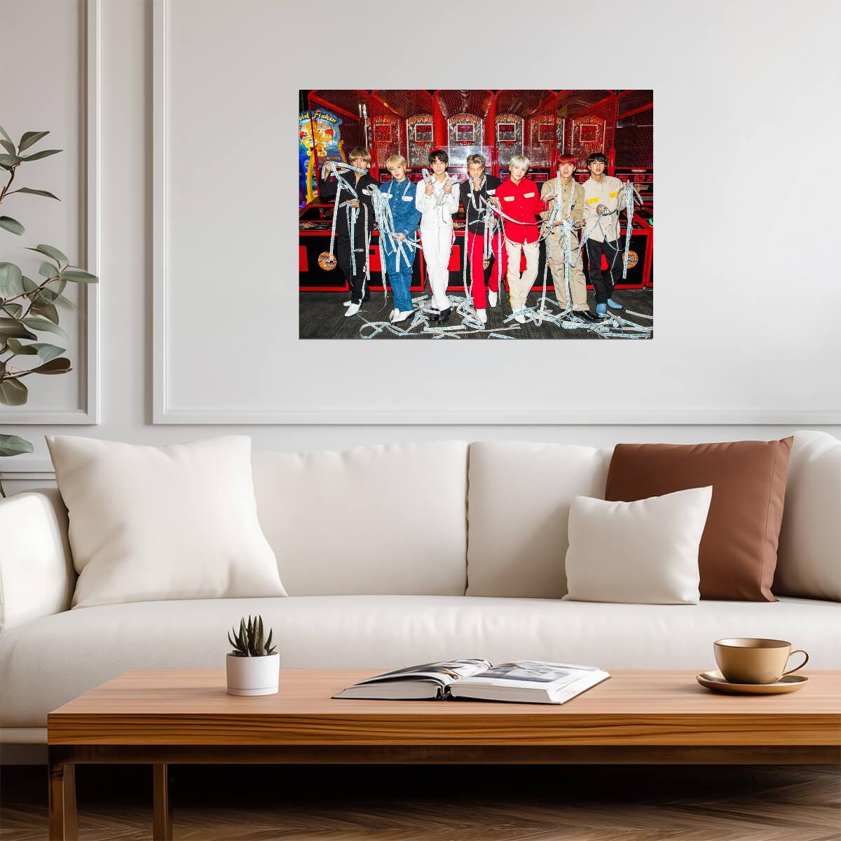 BTS Group Arcade Photo | K-Pop Music Poster | Gift for ARMY Fan - Music Poster