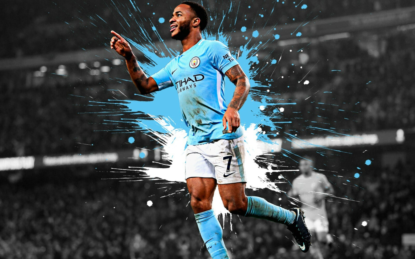 Raheem Sterling Manchester City | Goal Celebration Soccer Poster | Premier League Wall Art - Sports Poster