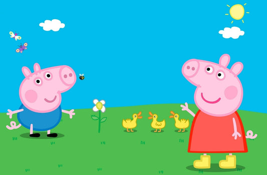 Peppa Pig and George in the Meadow | Cute Cartoon Poster | Nursery Wall Art - Movies & TV Poster