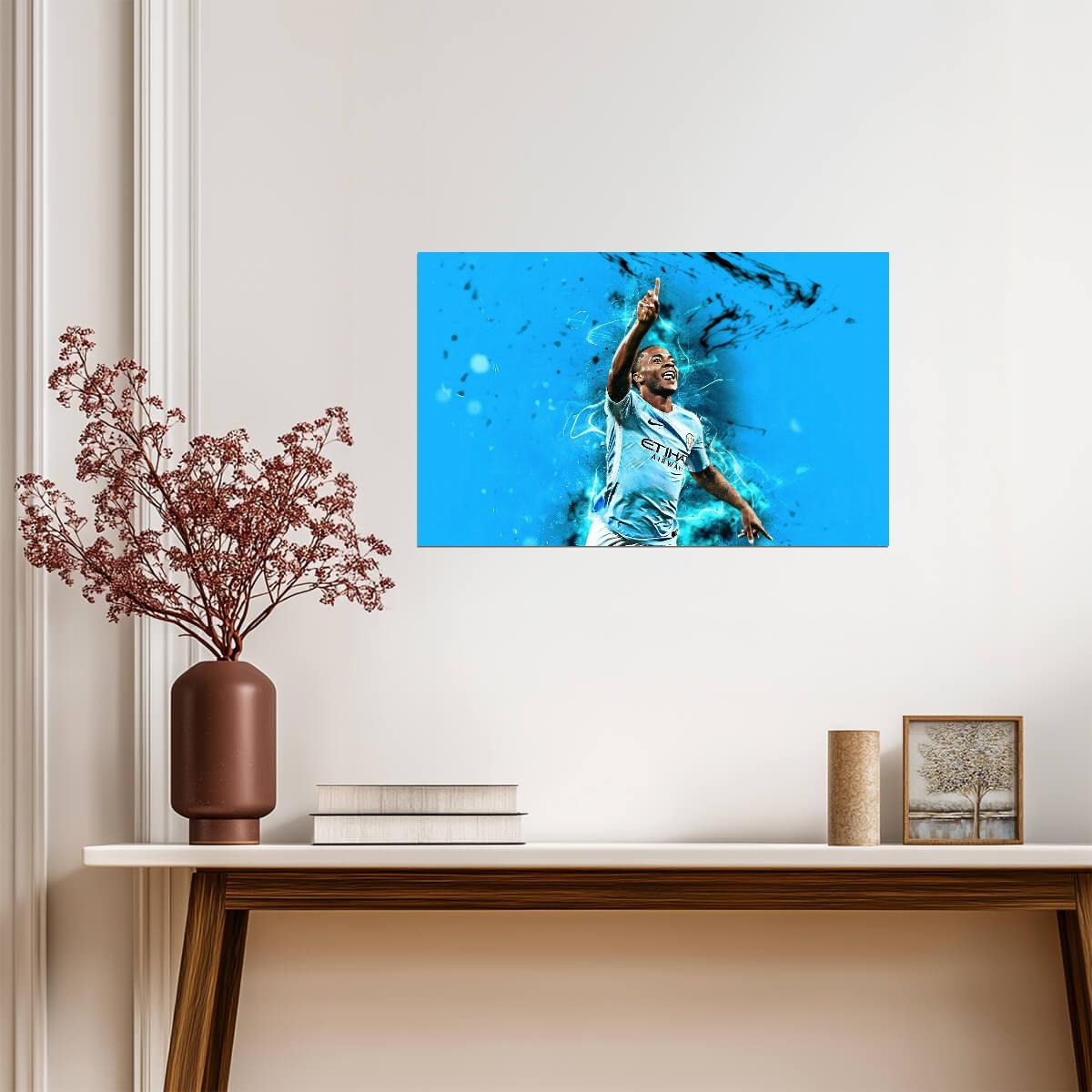 Raheem Sterling Manchester City Celebration | Soccer Poster | Digital Sports Art - Sports Poster