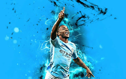 Raheem Sterling Manchester City Celebration | Soccer Poster | Digital Sports Art - Sports Poster