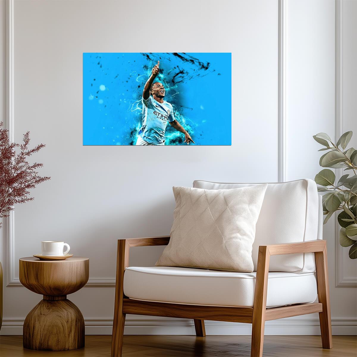 Raheem Sterling Manchester City Celebration | Soccer Poster | Digital Sports Art - Sports Poster