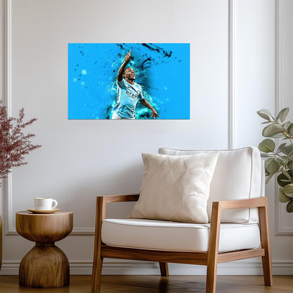 Raheem Sterling Manchester City Celebration | Soccer Poster | Digital Sports Art - Sports Poster