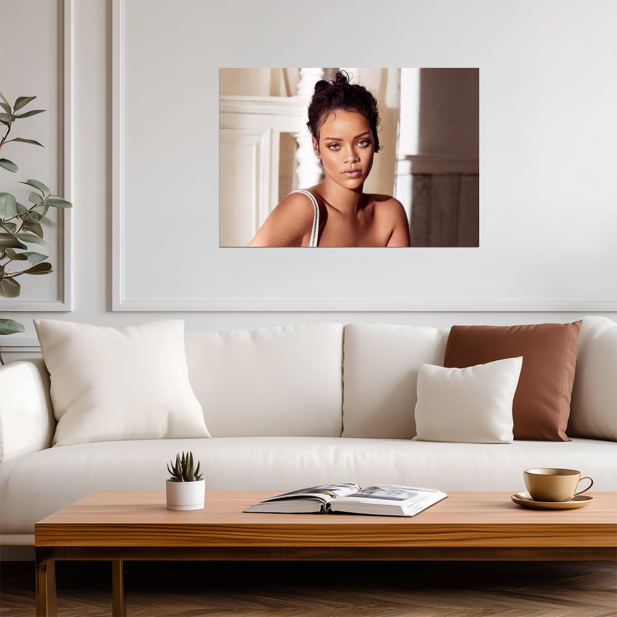 Rihanna Natural Light Portrait | Hair Up Photoshoot Poster | Music Star Wall Art - Music Poster