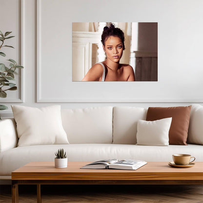 Rihanna Natural Light Portrait | Hair Up Photoshoot Poster | Music Star Wall Art - Music Poster