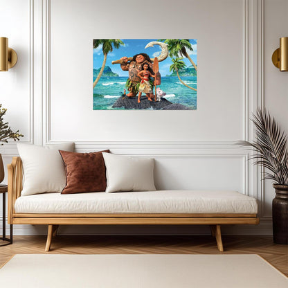 Moana Maui Pua & Heihei | Animated Movie Poster | Tropical Island Adventure Art - Movies & TV Poster