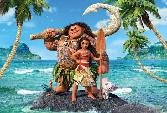 Moana Maui Pua & Heihei | Animated Movie Poster | Tropical Island Adventure Art - Movies & TV Poster