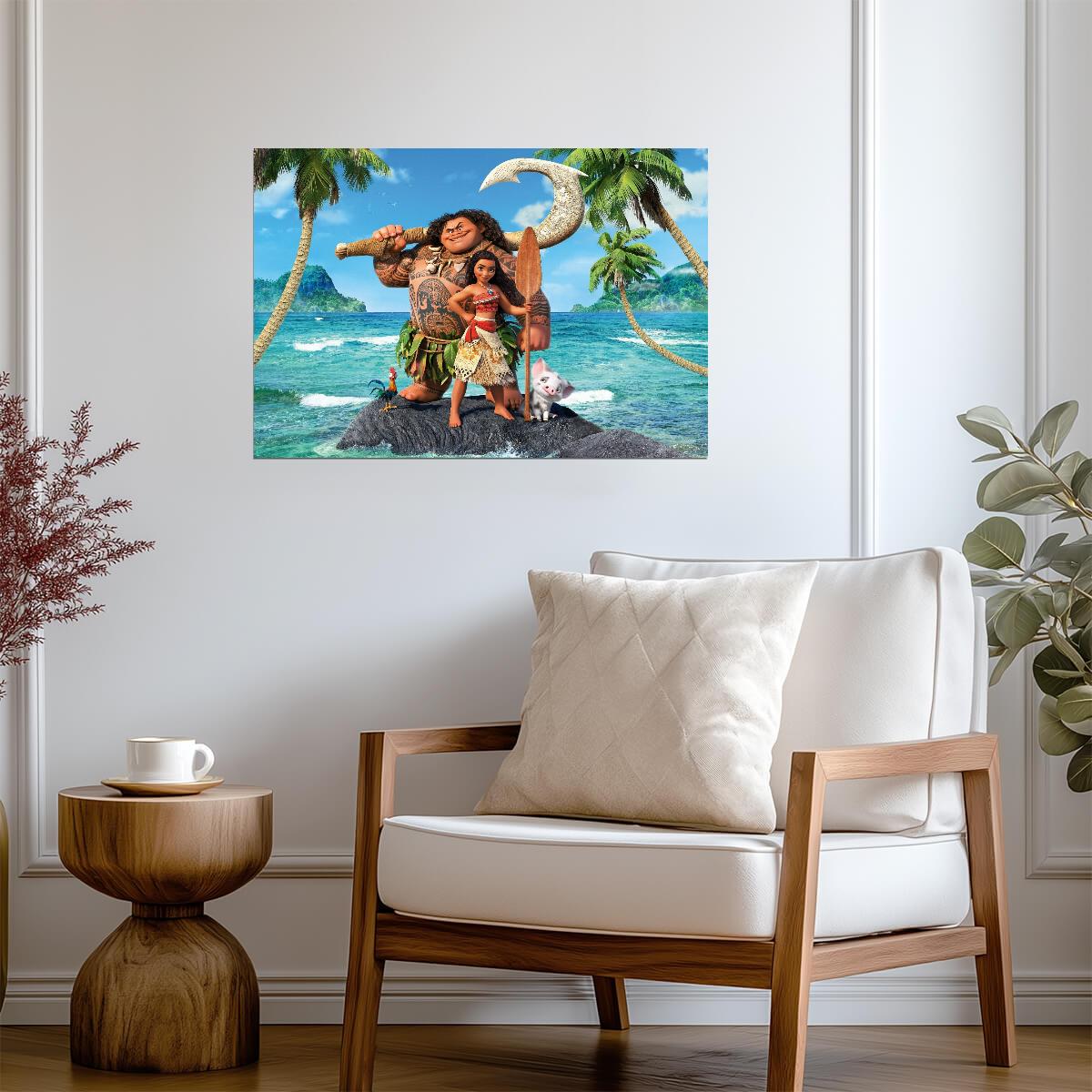 Moana Maui Pua & Heihei | Animated Movie Poster | Tropical Island Adventure Art - Movies & TV Poster
