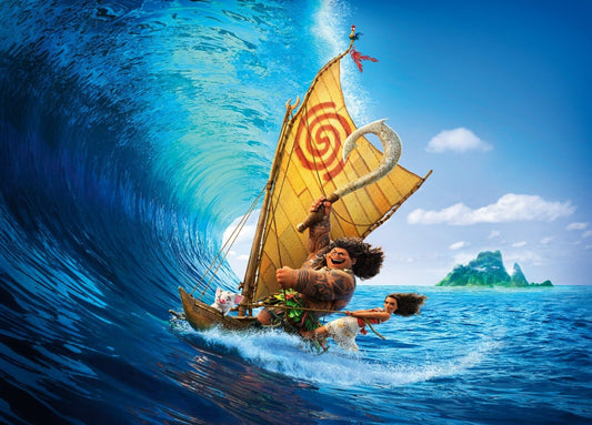 Moana and Maui Sailing on the Ocean | Animated Movie Poster | Big Wave Adventure Art - Movies & TV Poster