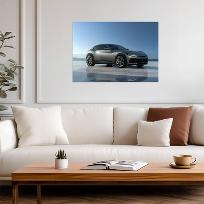 Ferrari Purosangue | Grey Italian Super SUV Poster | Modern Automotive Design Art - Cars Poster