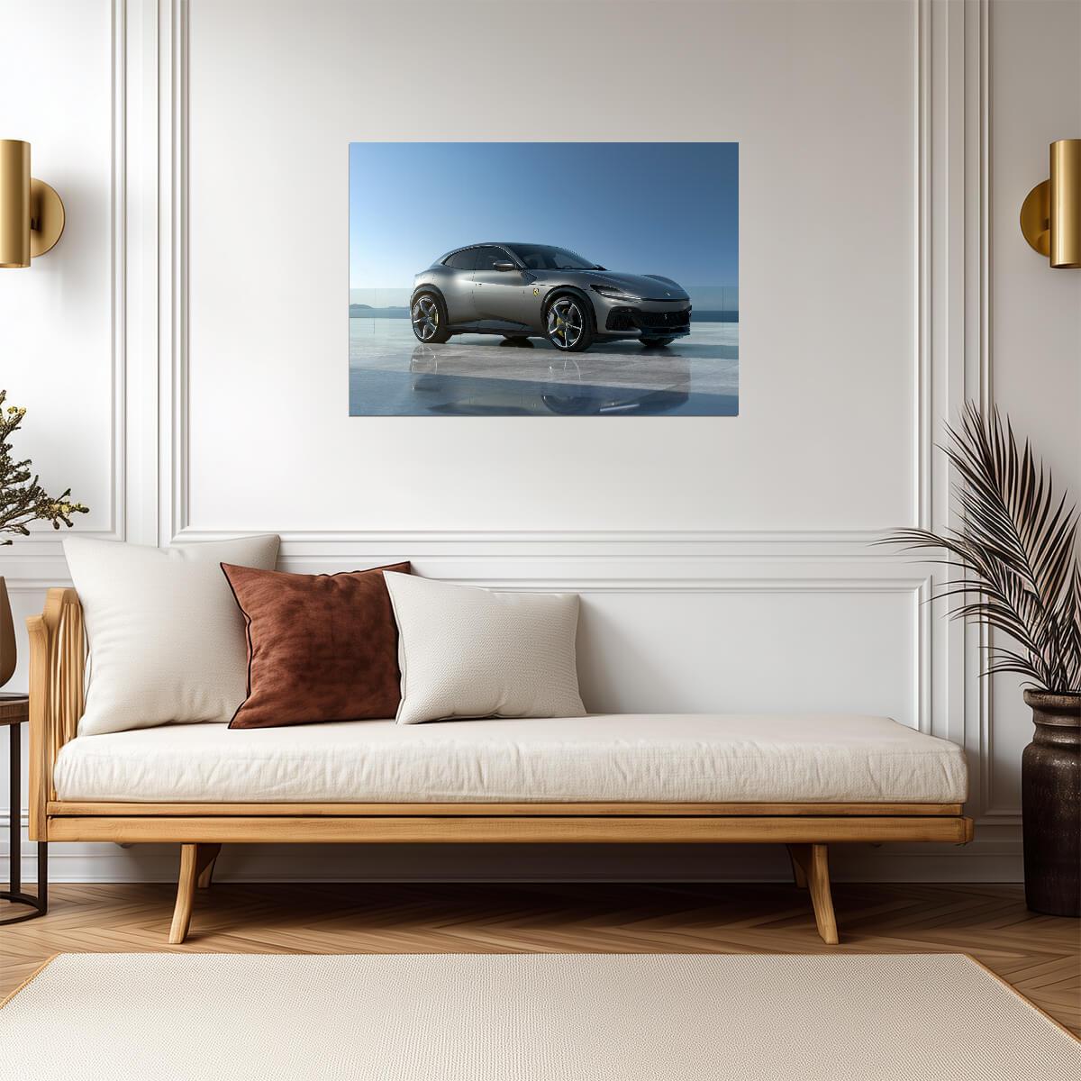 Ferrari Purosangue | Grey Italian Super SUV Poster | Modern Automotive Design Art - Cars Poster