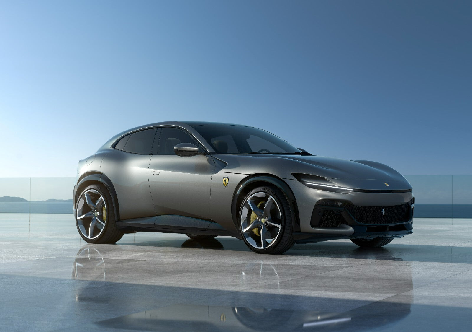 Ferrari Purosangue | Grey Italian Super SUV Poster | Modern Automotive Design Art - Cars Poster