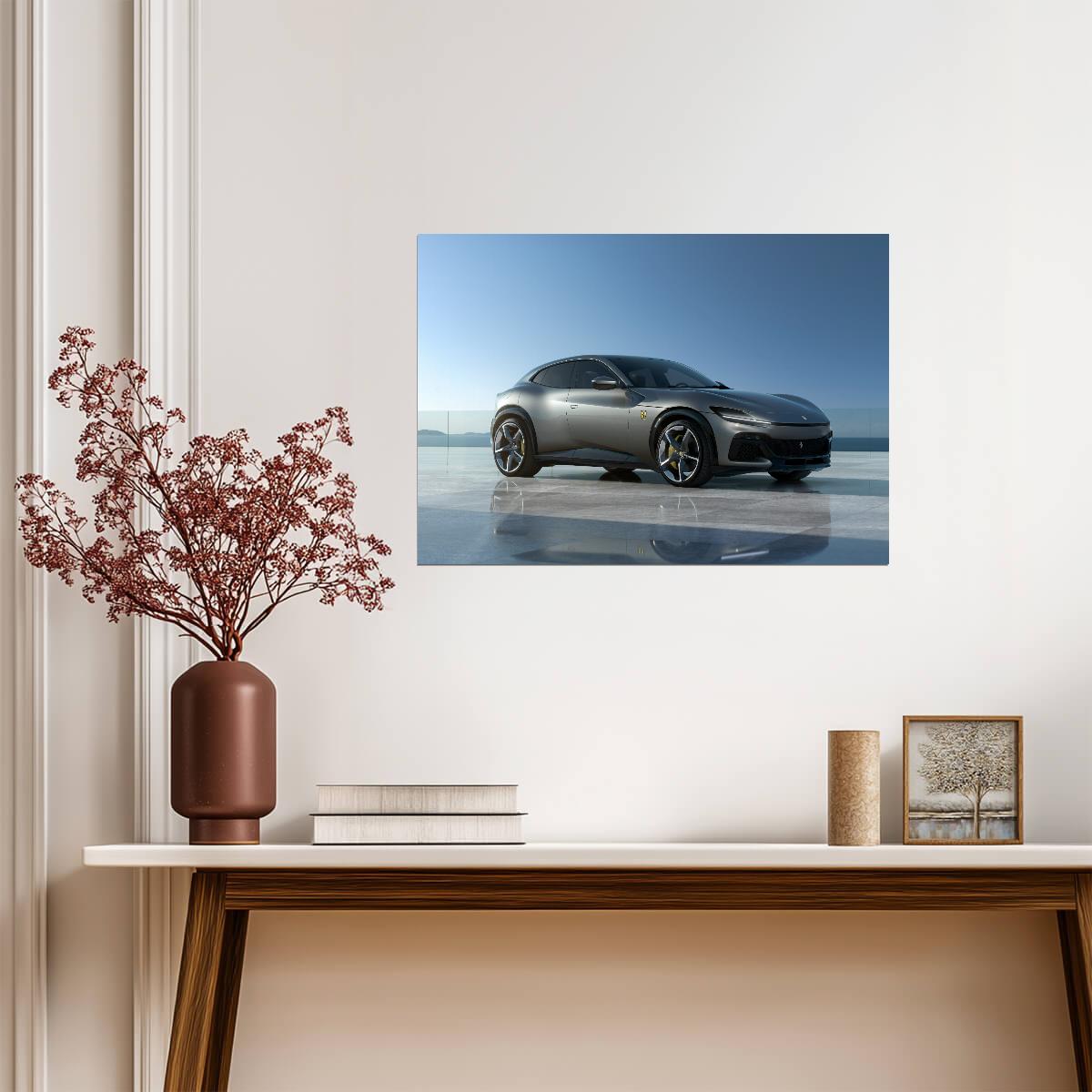 Ferrari Purosangue | Grey Italian Super SUV Poster | Modern Automotive Design Art - Cars Poster