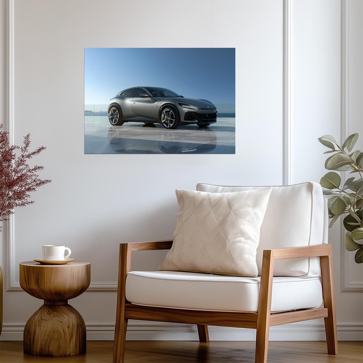 Ferrari Purosangue | Grey Italian Super SUV Poster | Modern Automotive Design Art - Cars Poster
