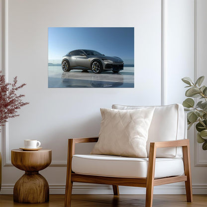 Ferrari Purosangue | Grey Italian Super SUV Poster | Modern Automotive Design Art - Cars Poster