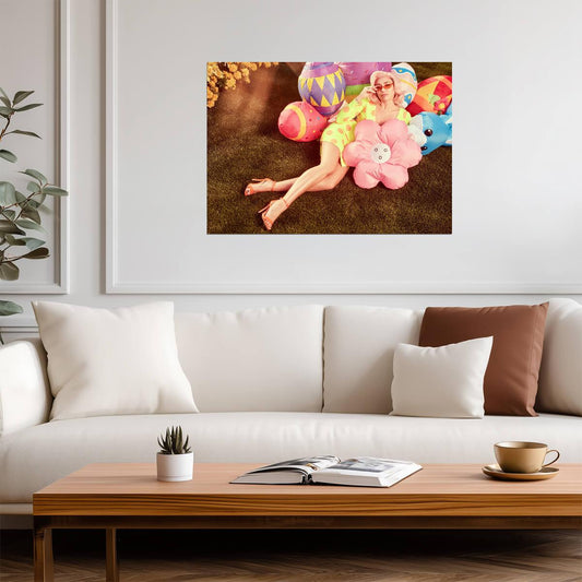 Miley Cyrus Colorful Easter Photoshoot | Modern Pop Star Poster | Whimsical Wall Art - Music Poster