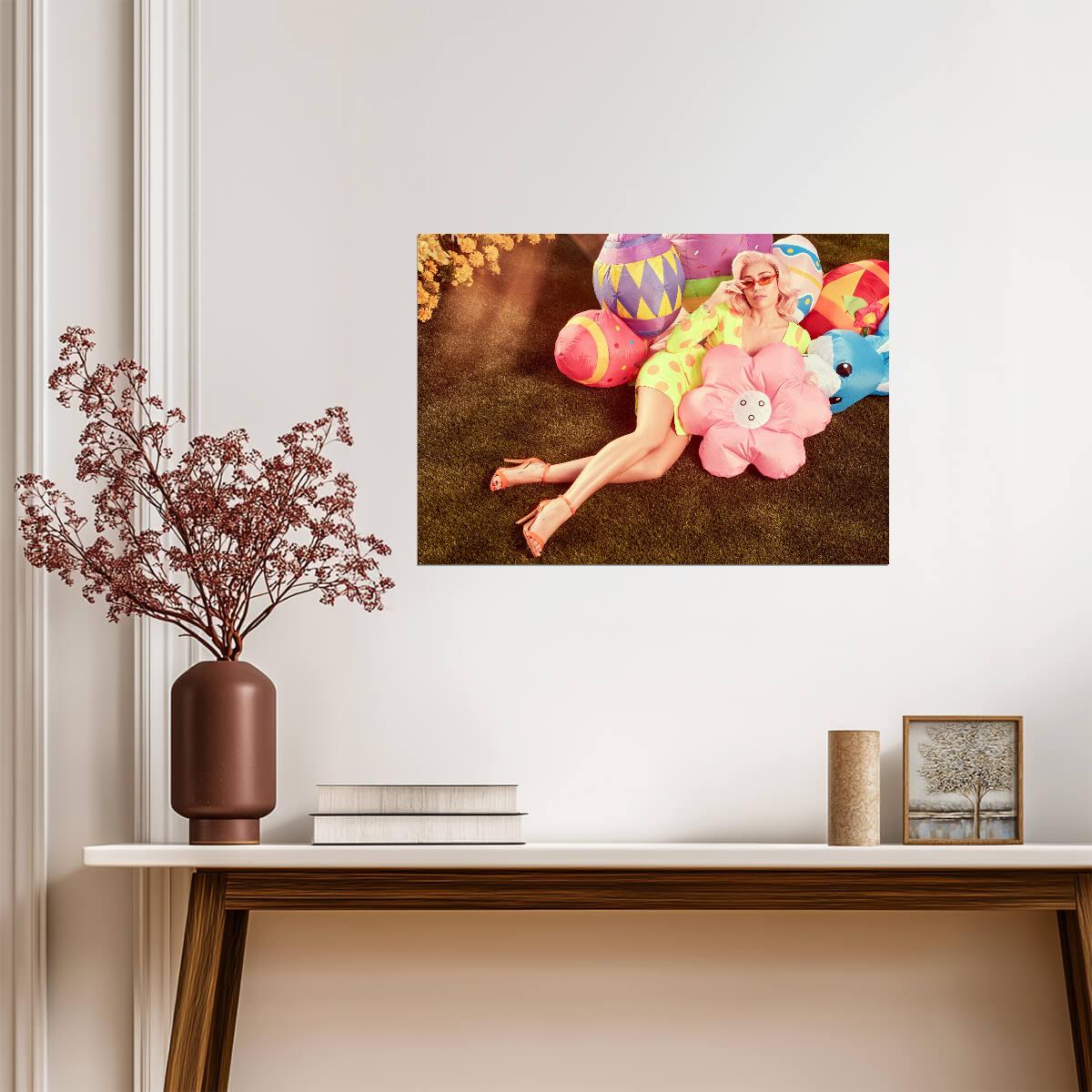 Miley Cyrus Colorful Easter Photoshoot | Modern Pop Star Poster | Whimsical Wall Art - Music Poster