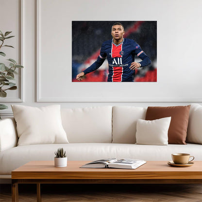 Kylian Mbappe Paris Saint-Germain | Soccer Action Poster | French Football Star Decor - Sports Poster
