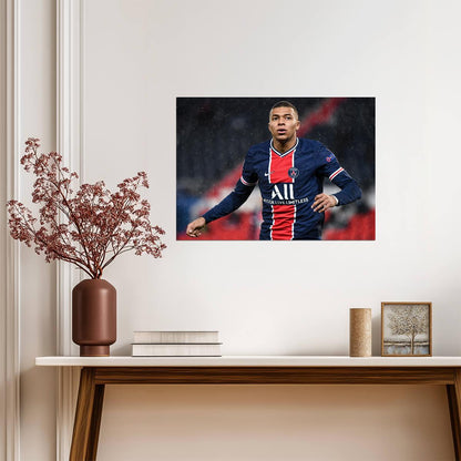 Kylian Mbappe Paris Saint-Germain | Soccer Action Poster | French Football Star Decor - Sports Poster