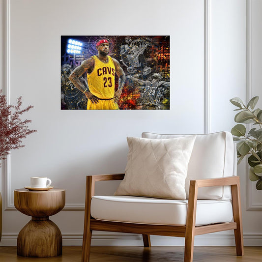 LeBron James Cleveland Cavaliers | Basketball Legend Poster | Action Collage Wall Art - Sports Poster