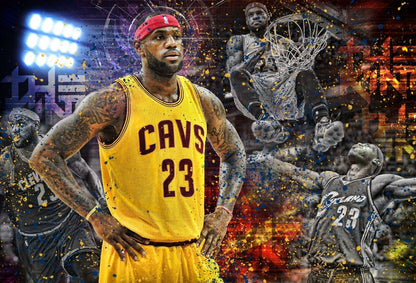 LeBron James Cleveland Cavaliers | Basketball Legend Poster | Action Collage Wall Art - Sports Poster