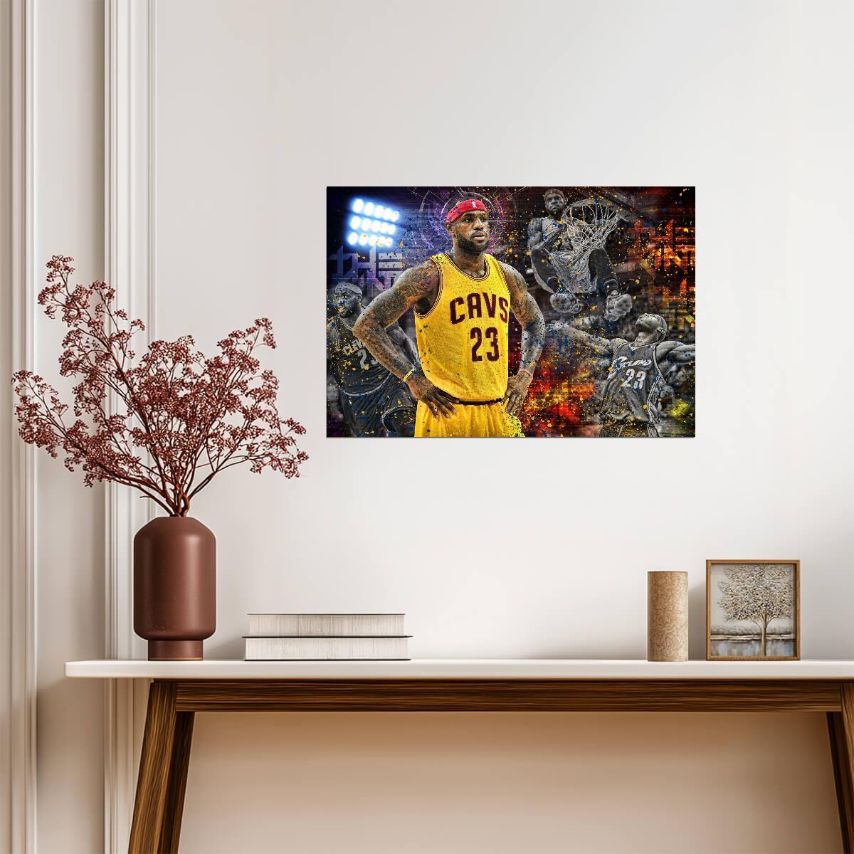 LeBron James Cleveland Cavaliers | Basketball Legend Poster | Action Collage Wall Art - Sports Poster