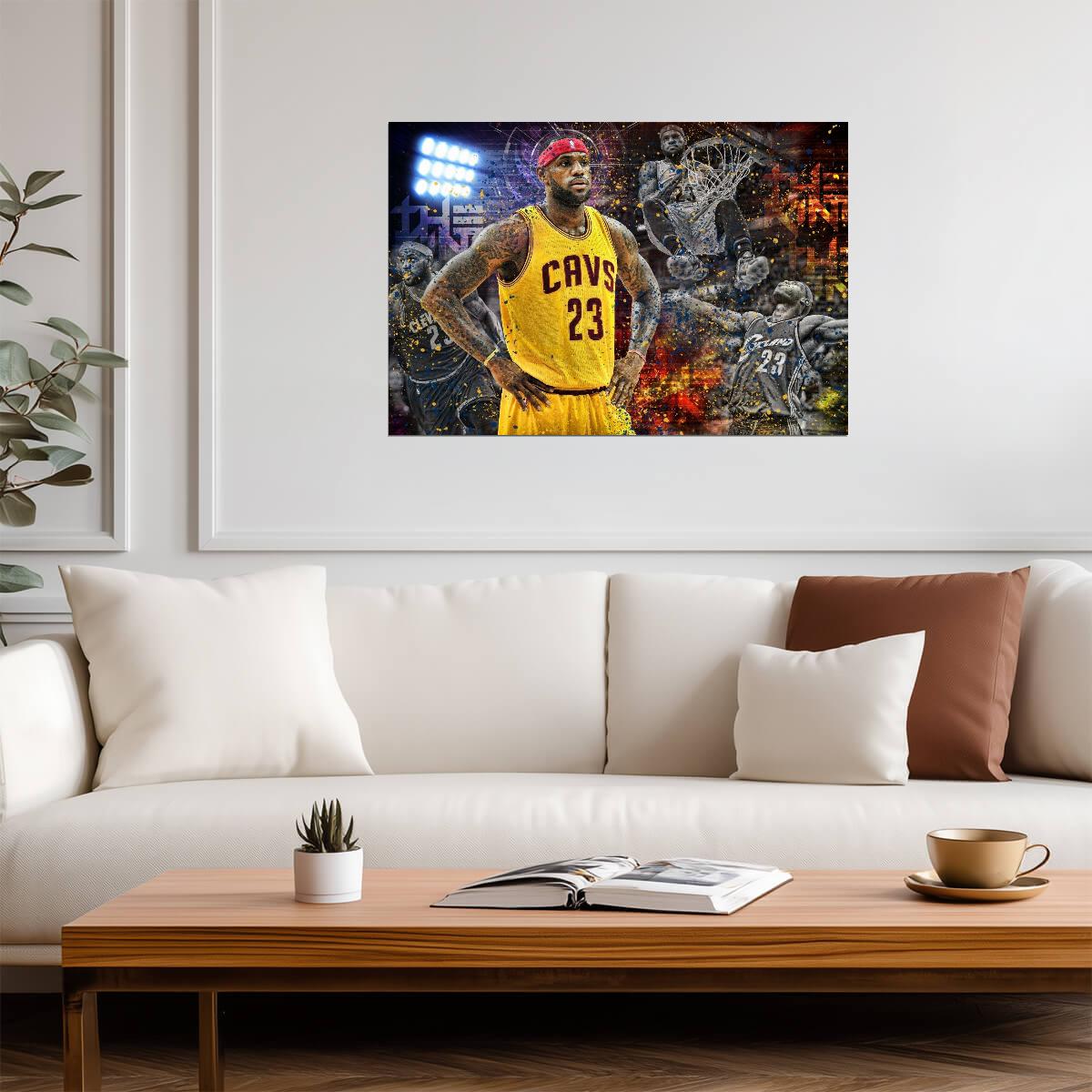 LeBron James Cleveland Cavaliers | Basketball Legend Poster | Action Collage Wall Art - Sports Poster