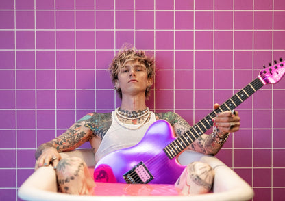 Machine Gun Kelly MGK in Pink Bathtub | Purple Guitar Photoshoot | Pop Punk Music Poster - Music Poster