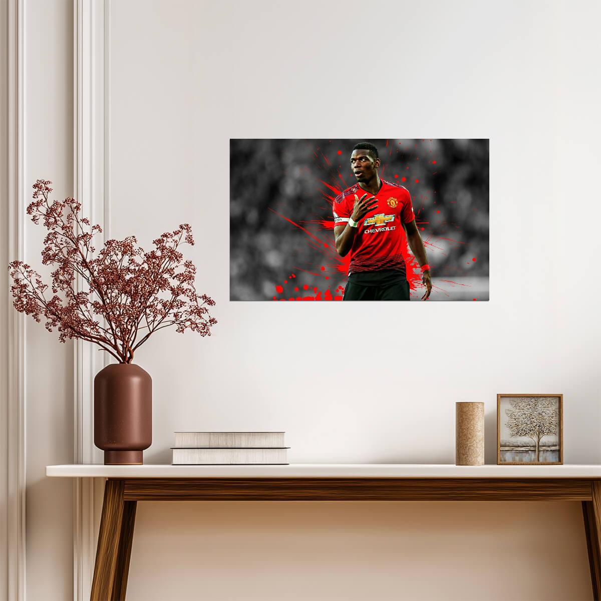 Paul Pogba Manchester United | Soccer Poster | Red Devil Splash Art - Sports Poster