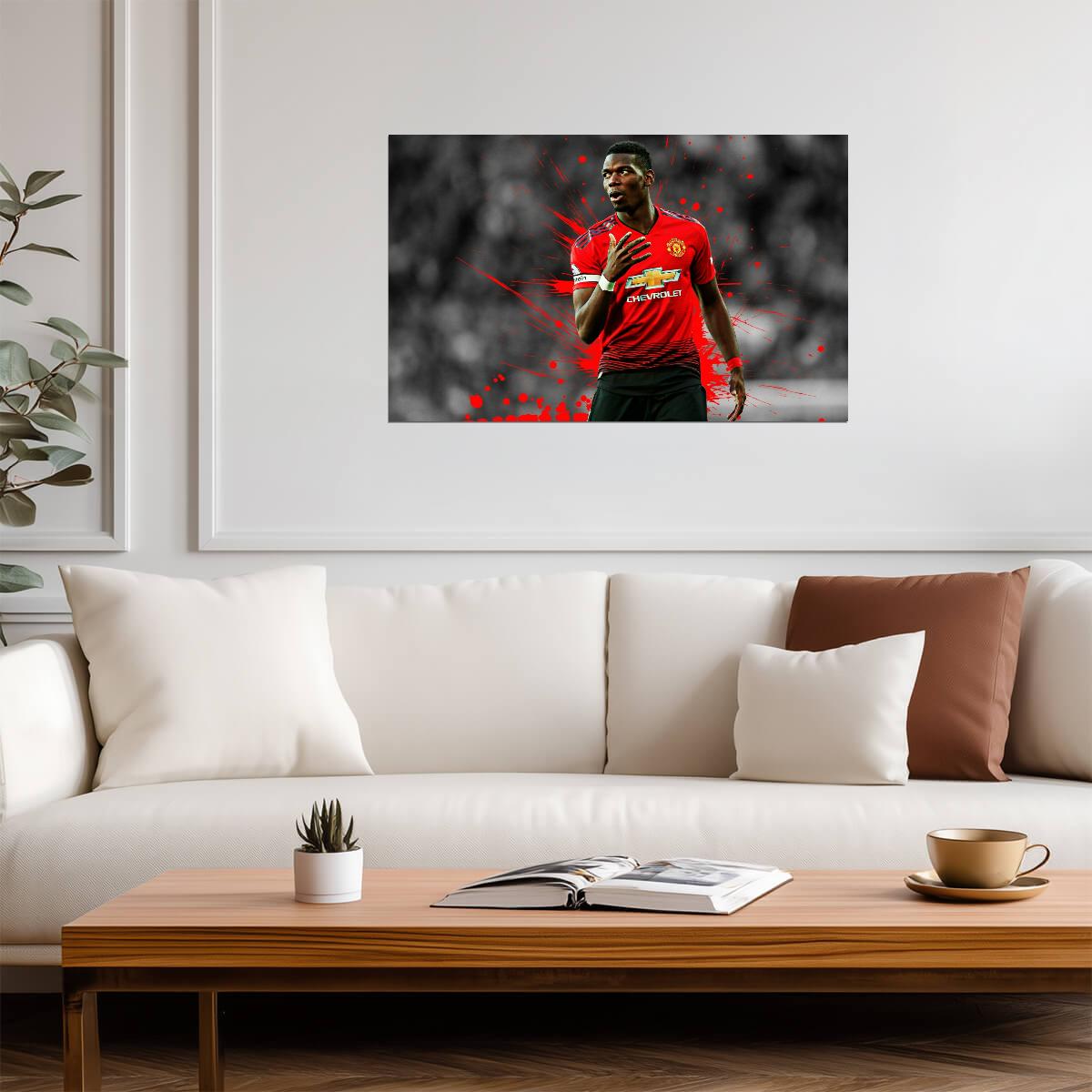 Paul Pogba Manchester United | Soccer Poster | Red Devil Splash Art - Sports Poster