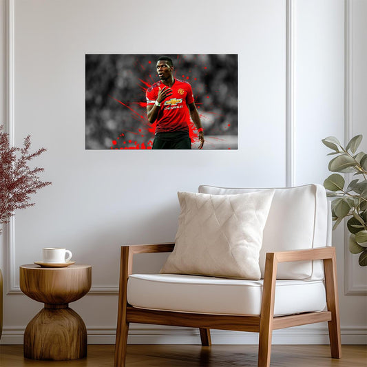 Paul Pogba Manchester United | Soccer Poster | Red Devil Splash Art - Sports Poster
