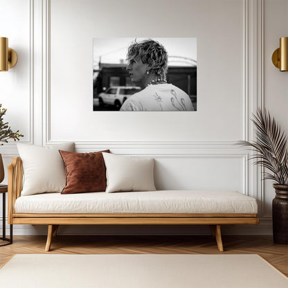 Machine Gun Kelly MGK Candid Profile | Black & White Music Poster | Modern Rock Photography - Music Poster