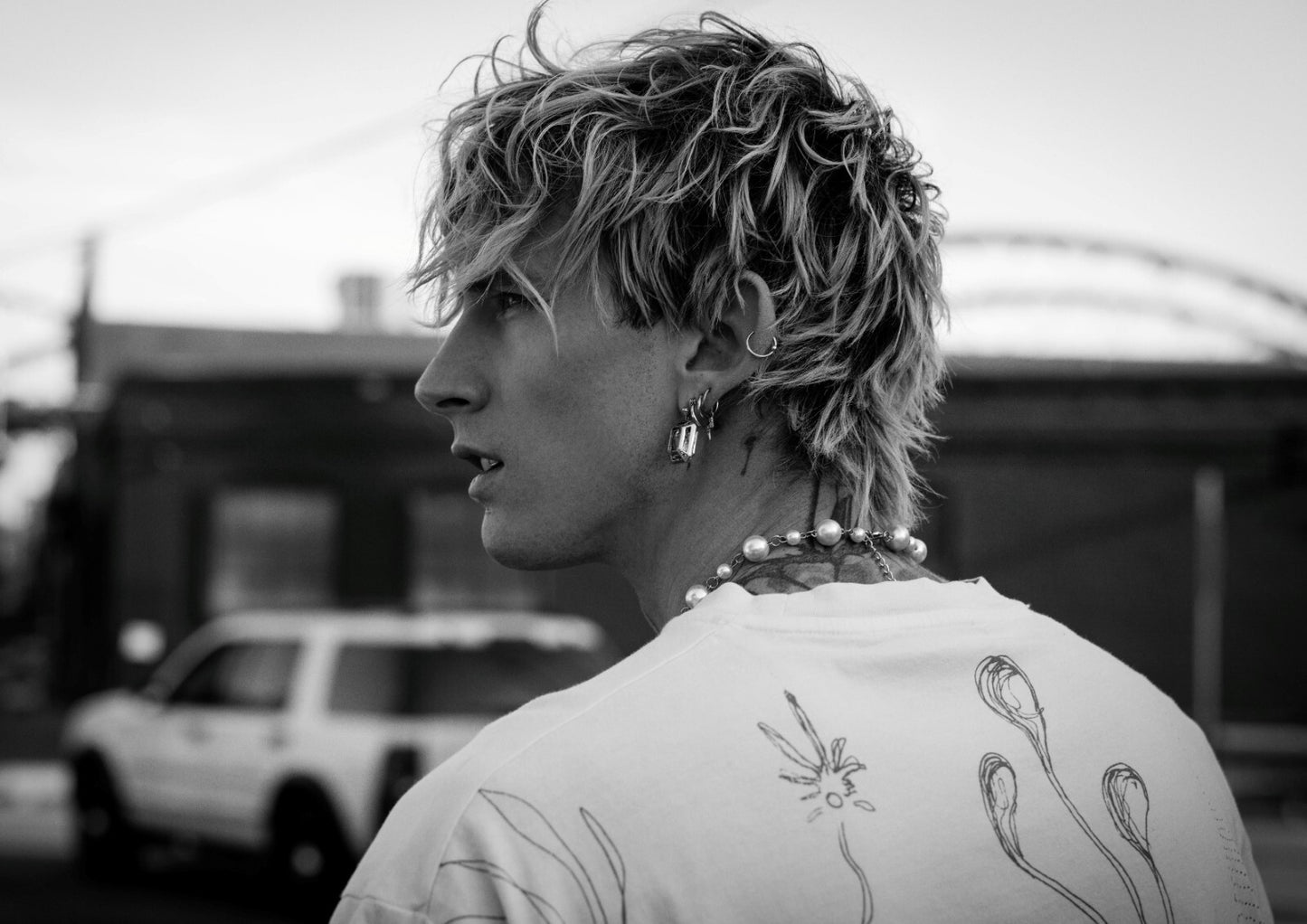 Machine Gun Kelly MGK Candid Profile | Black & White Music Poster | Modern Rock Photography - Music Poster