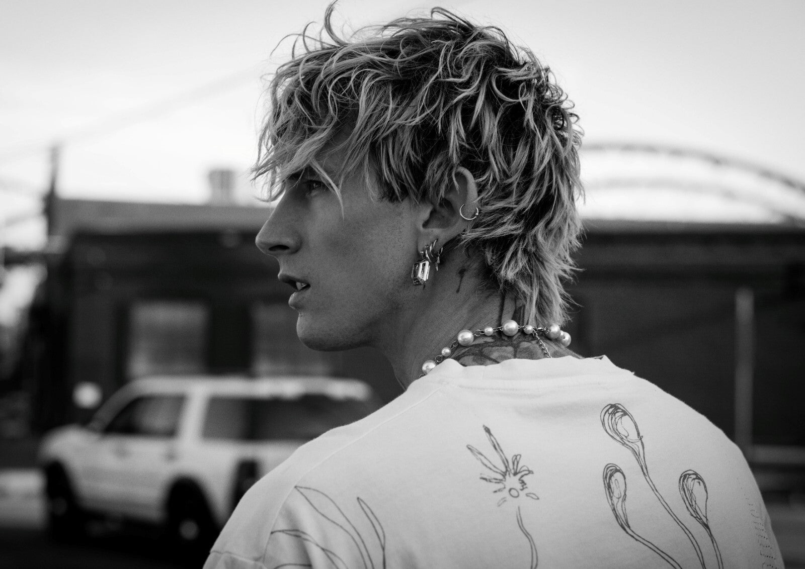 Machine Gun Kelly MGK Candid Profile | Black & White Music Poster | Modern Rock Photography - Music Poster