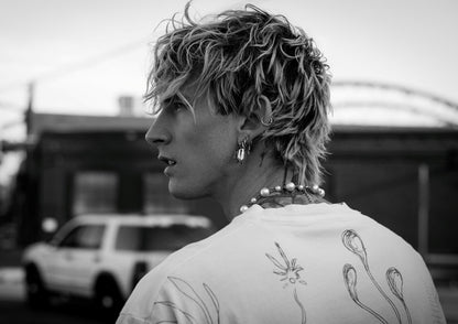 Machine Gun Kelly MGK Candid Profile | Black & White Music Poster | Modern Rock Photography - Music Poster