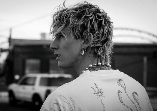 Machine Gun Kelly MGK Candid Profile | Black & White Music Poster | Modern Rock Photography - Music Poster