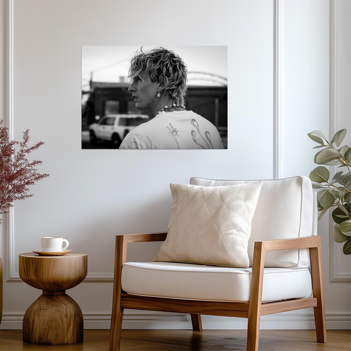 Machine Gun Kelly MGK Candid Profile | Black & White Music Poster | Modern Rock Photography - Music Poster